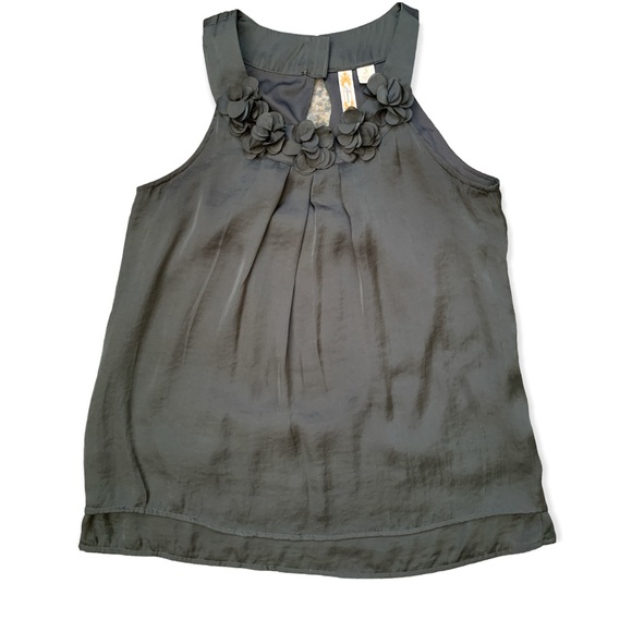 Adiva Silver-Grey Flower Ruffle Tank Top - Small - EUC - Picture 3 of 9
